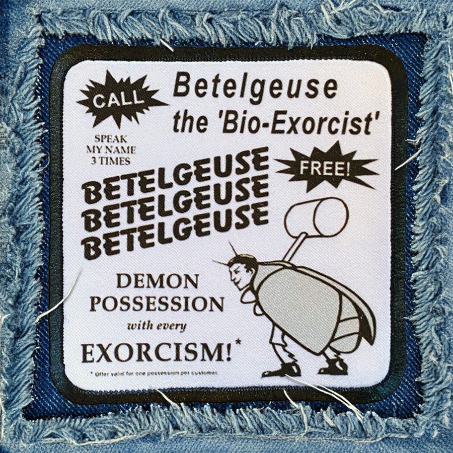 Beetlejuice Business Card Iron-On Patch UNMASKED Beetlejuice Business Card Iron-On Patch UNMASKED