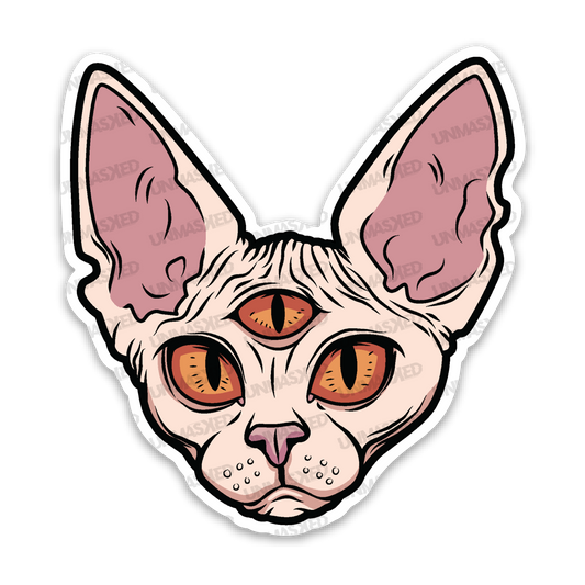 Three Eyed Albino Sphynx Cat Sticker