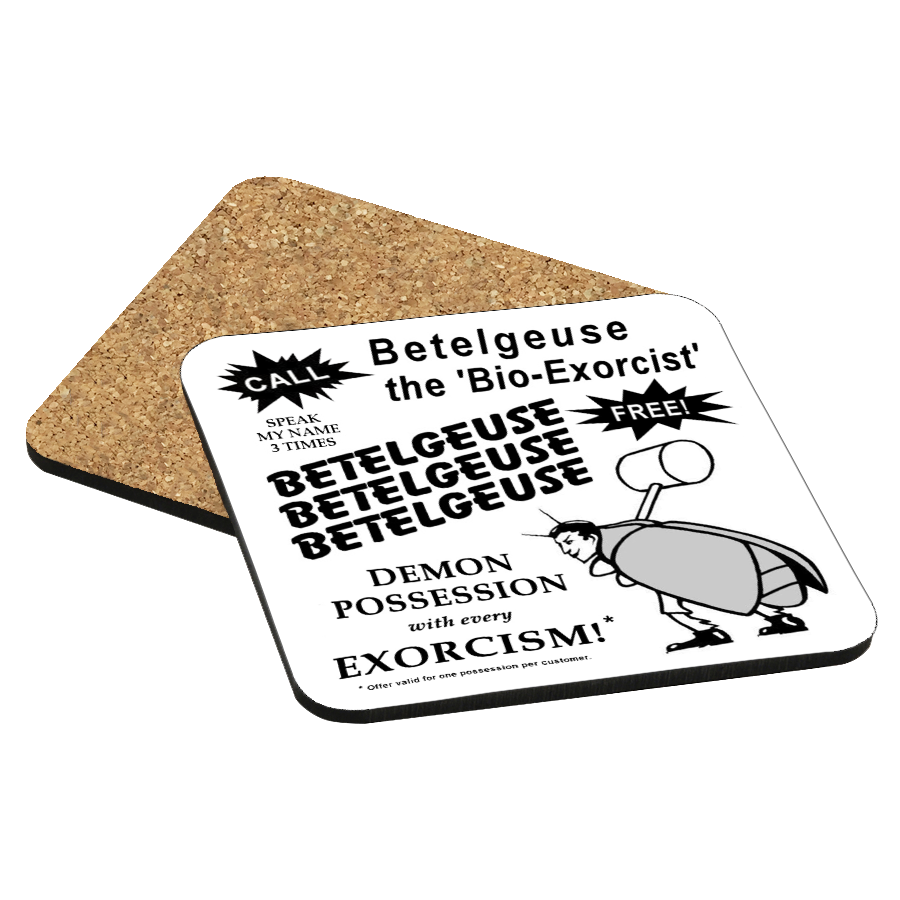 Beetlejuice Business Card Drink Coaster