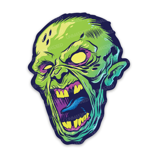 Green Zombie Head Sticker