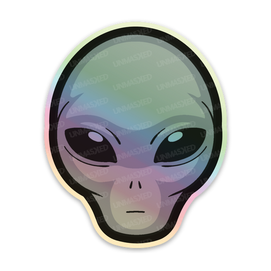 Holographic Grey Alien Sticker
