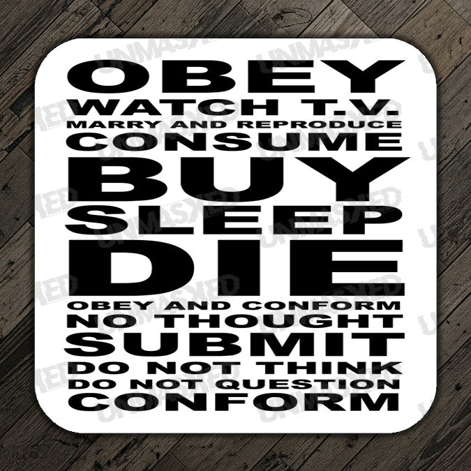 They Live Obey Drink Coaster