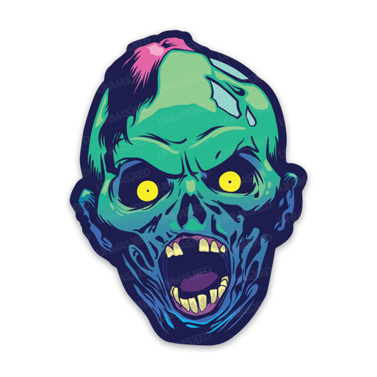 Teal Zombie Head Sticker
