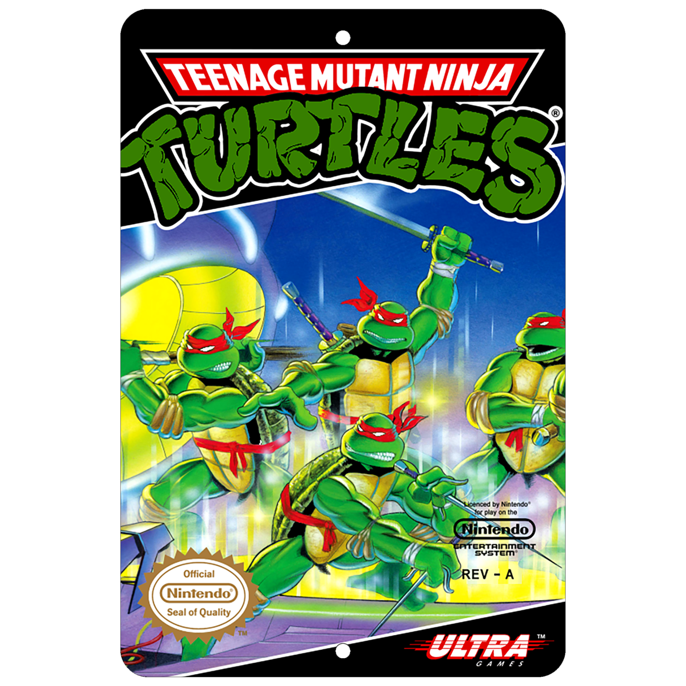 Teenage Mutant Ninja Turtles NES Aluminum Sign