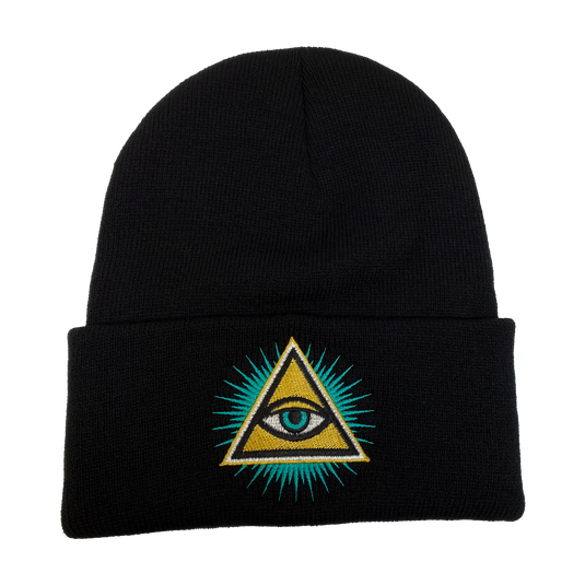 Illuminati Evil Eye Embroidered Beanie - UNMASKED Horror & Punk Patches and Decor
