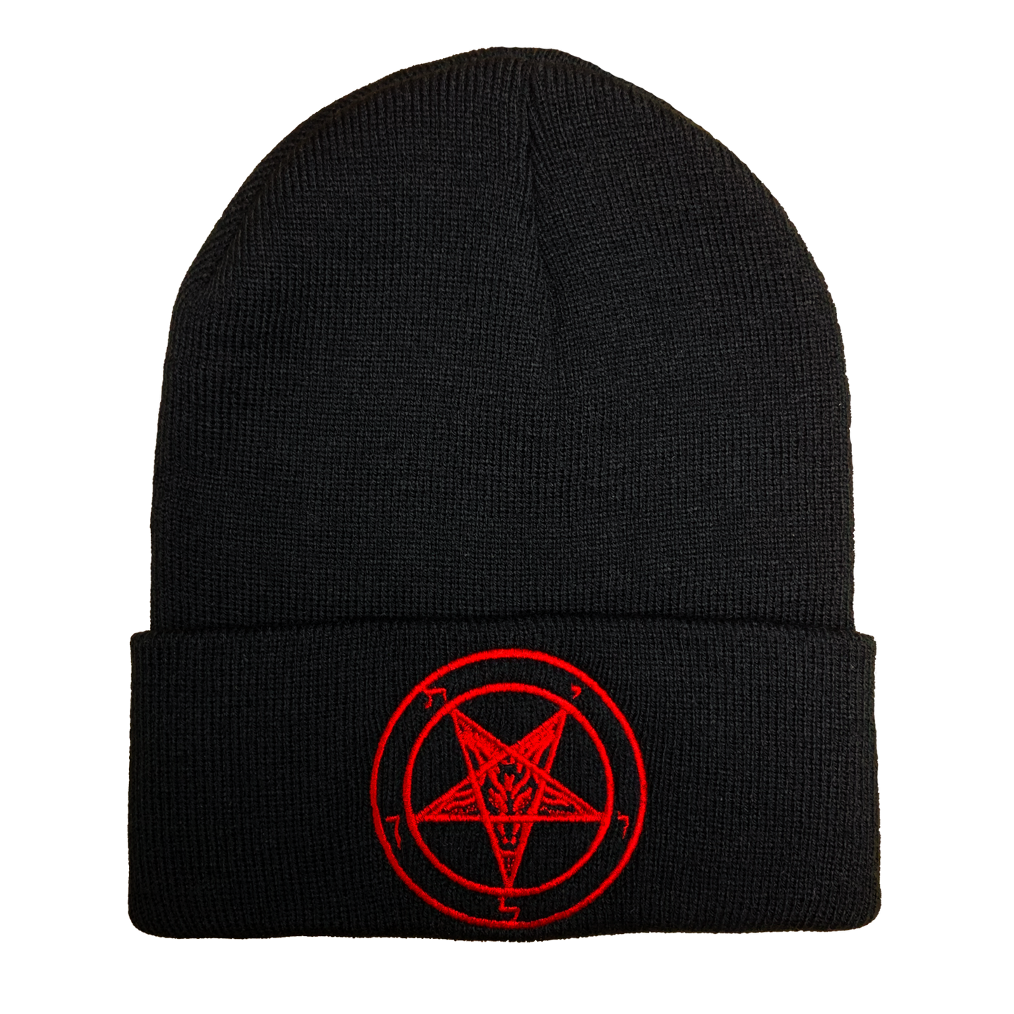 Pentagram Embroidered Beanie - UNMASKED Horror & Punk Patches and Decor