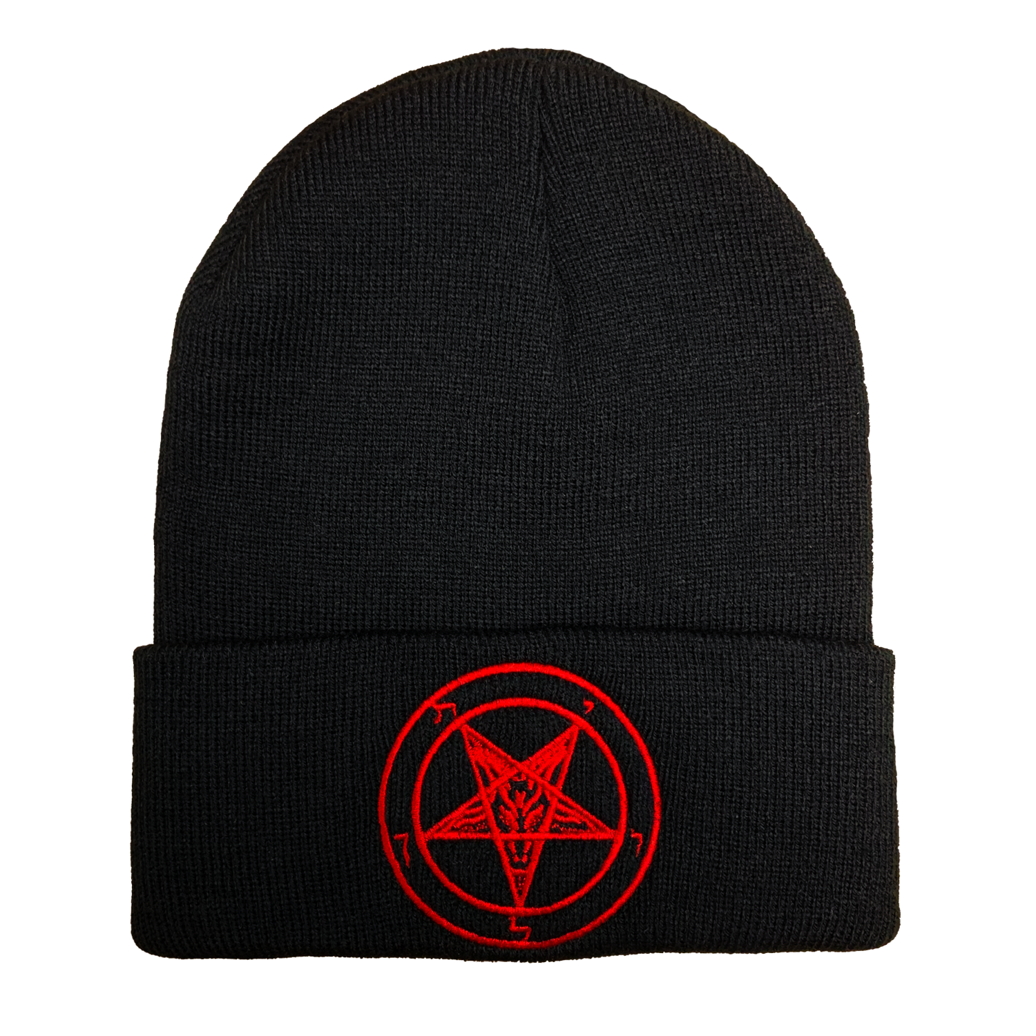 Pentagram Embroidered Beanie - UNMASKED Horror & Punk Patches and Decor